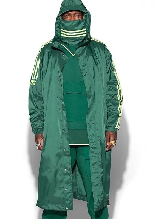 IVY PARK Other - IVY PARK Forest Green Long Raincoat with Lime Stripes, Sz M
